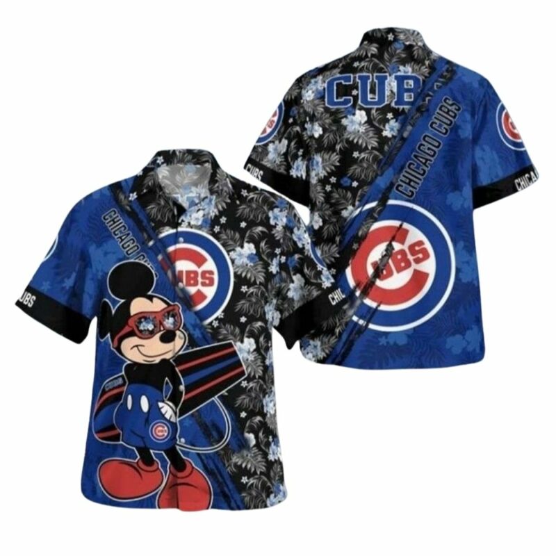 Mickey mouse chicago cubs vacation summer floral tropical hawaiian shirt 1.jpg