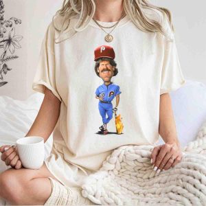 Mike Schmidt Number 20 Philadelphia Phillies Flaming Bat Graphic T-Shirt