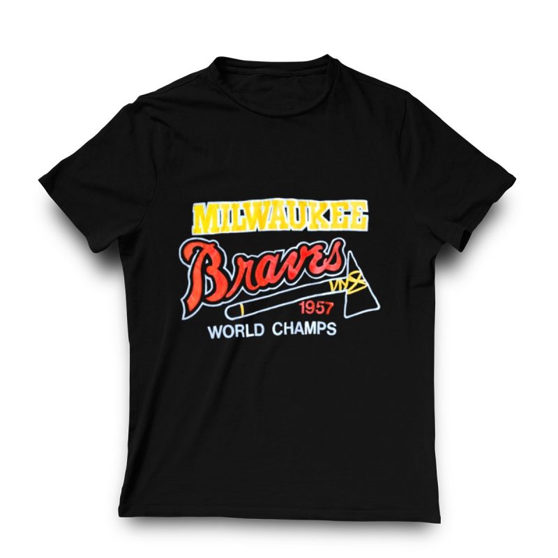 Milwaukee Braves 1957 World Champions T-Shirt - Vintage Baseball Tee - Image 3