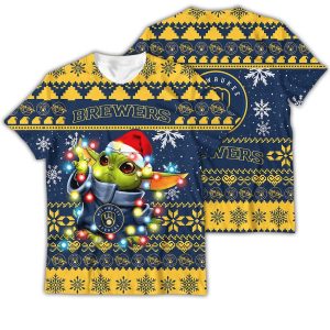 Milwaukee Brewers Baby Yoda Star Wars All-Over Print T-Shirt for Kids