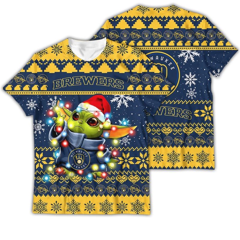 Milwaukee Brewers Baby Yoda Star Wars All-Over Print T-Shirt for Kids