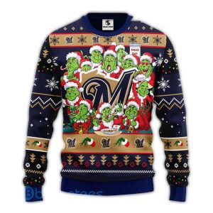 Milwaukee Brewers Cute 12 Grinch Face Xmas Day Ugly Sweater