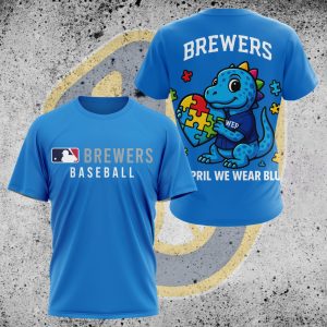 Milwaukee Brewers Autism Awareness All-Over Print T-Shirt in Blue