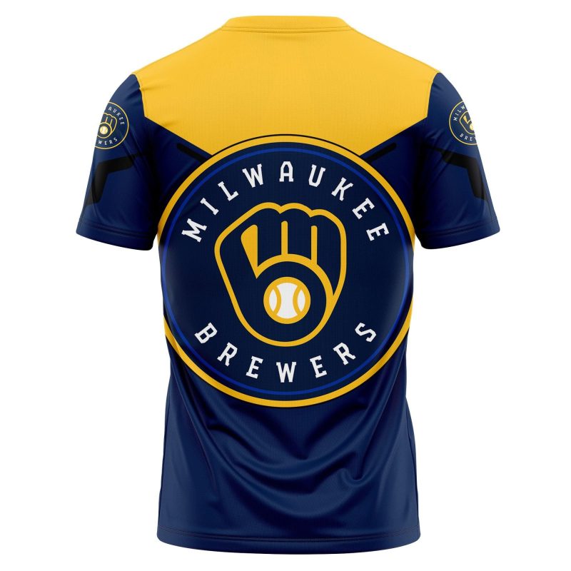 Milwaukee Brewers Yellow & Navy All Over Print T-Shirt for Fans - Image 2