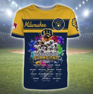 Milwaukee Brewers 2021 NL Central Champions All Over Print T-Shirt
