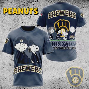 Milwaukee Brewers Peanuts Friends All-Over Print T-Shirt for Fans