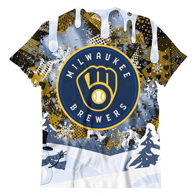 Milwaukee Brewers Snoopy Dabbing All Over Print T-Shirt for Fans - Image 3