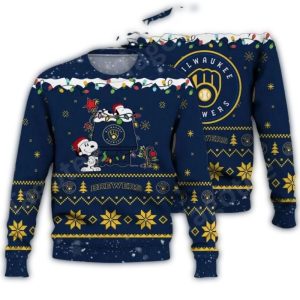Milwaukee Brewers Snoopy Light Christmas Ugly Sweater