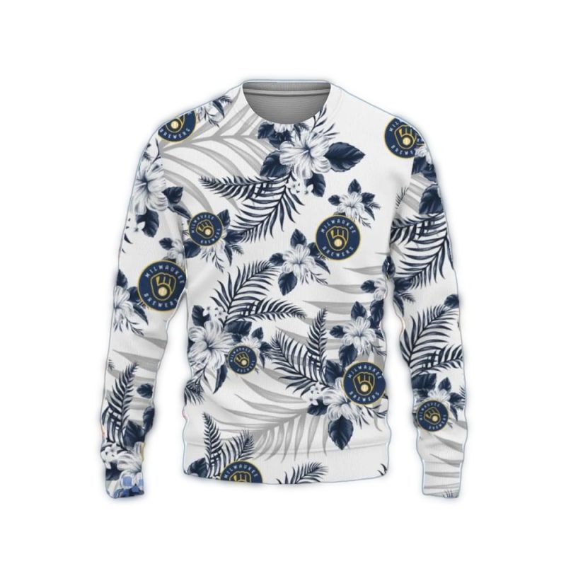 Milwaukee Brewers Tropical Floral Patterns Ugly Sweater