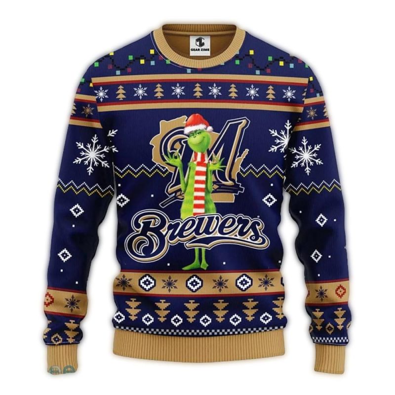 Milwaukee Brewers With Grinch Merry Christmas Ugly Sweater