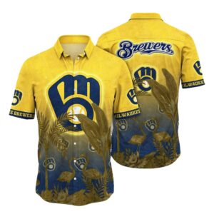 Milwaukee brewers flamingo floral tropical hawaiian shirt 1.jpg