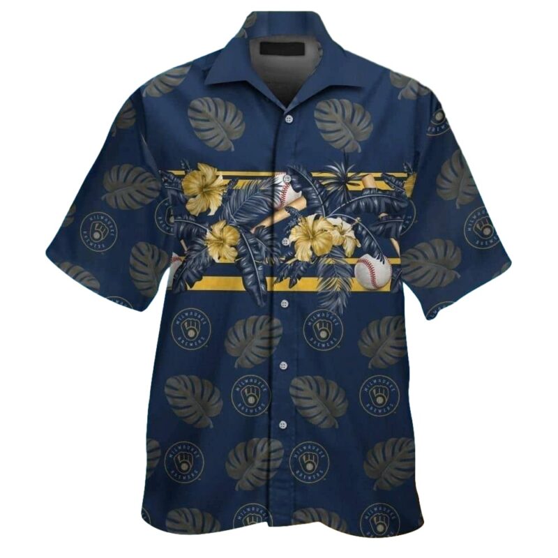 Milwaukee brewers floral leaf and flower pattern hawaiian shirt 1.jpg