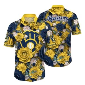 Milwaukee brewers flower bold blooms hawaiian shirt 1.jpg