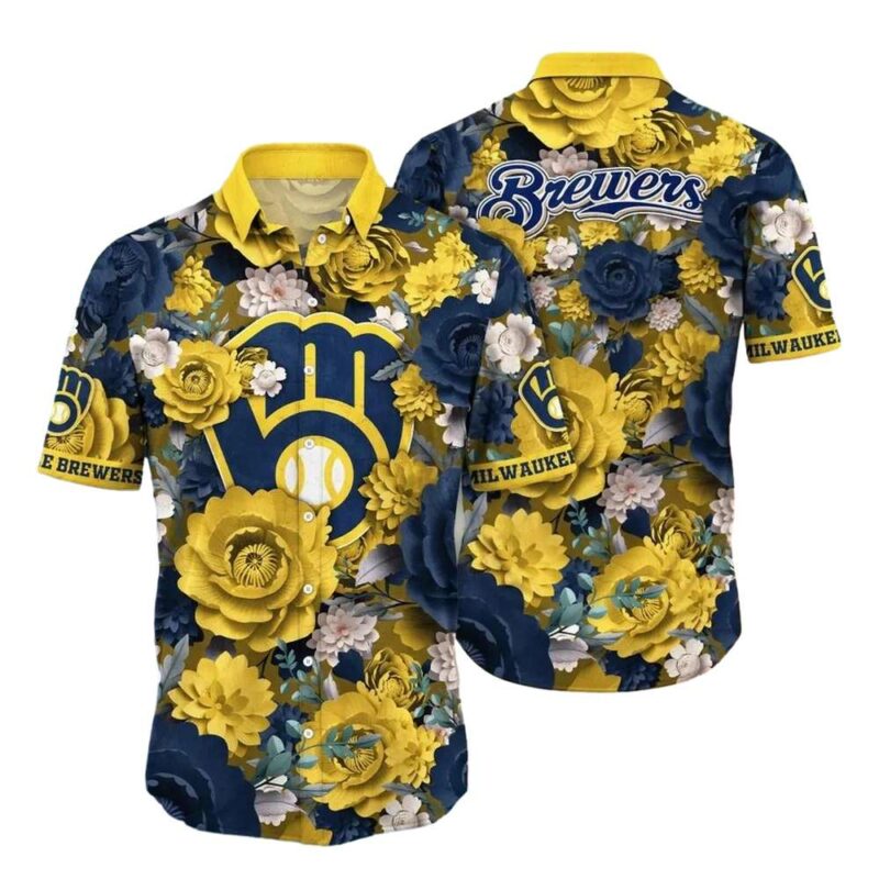 Milwaukee brewers flower bold blooms hawaiian shirt 1.jpg
