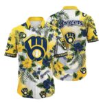 Milwaukee brewers flower floral tropical hawaiian shirt 1.jpg