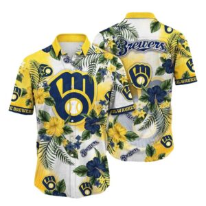 Milwaukee brewers flower floral tropical hawaiian shirt 1.jpg
