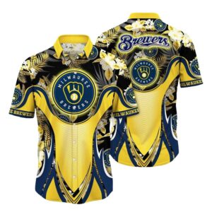 Milwaukee brewers flower floral tropical uniform hawaiian shirt 1.jpg