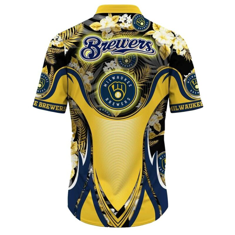Milwaukee brewers flower floral tropical uniform hawaiian shirt 3.jpg