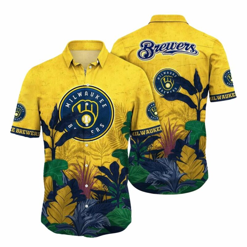 Milwaukee brewers leaf pattern tropical hawaiian shirt 1.jpg