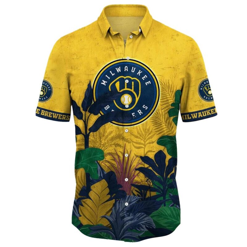 Milwaukee brewers leaf pattern tropical hawaiian shirt 2.jpg