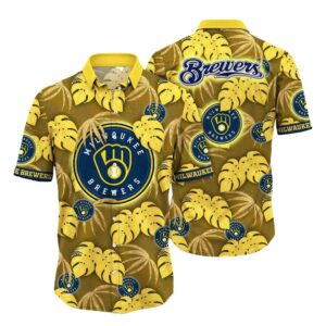 Milwaukee brewers leafs pattern tropical hawaiian shirt 1.jpg