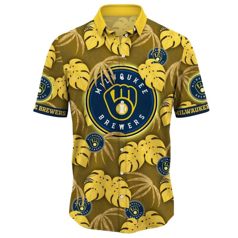 Milwaukee brewers leafs pattern tropical hawaiian shirt 2.jpg