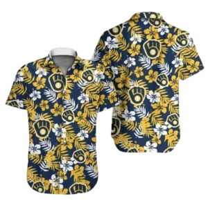 Milwaukee brewers logo pattern floral flower hawaiian shirt 1.jpg