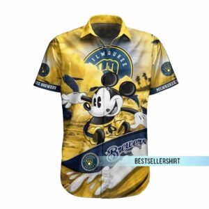 Milwaukee brewers minnie mouse surfing hawaiian shirt 1.jpg