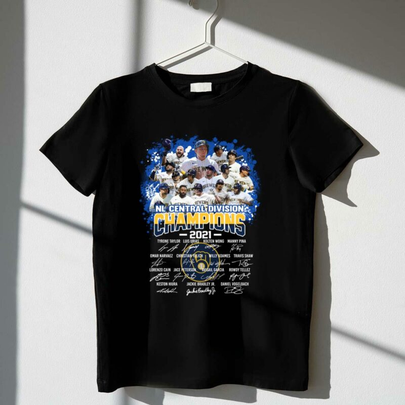 Milwaukee brewers nl central division champions 2021 signatures shirt t shirt 1 1.jpg