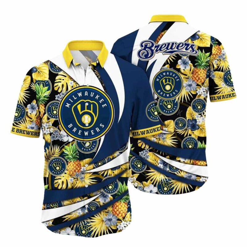 Milwaukee brewers pineapple floral summer vacation hawaiian shirt 1.jpg