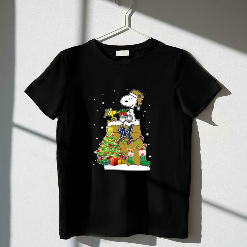 Milwaukee brewers snoopy woodstock christmas shirt t shirt 1 1.jpg