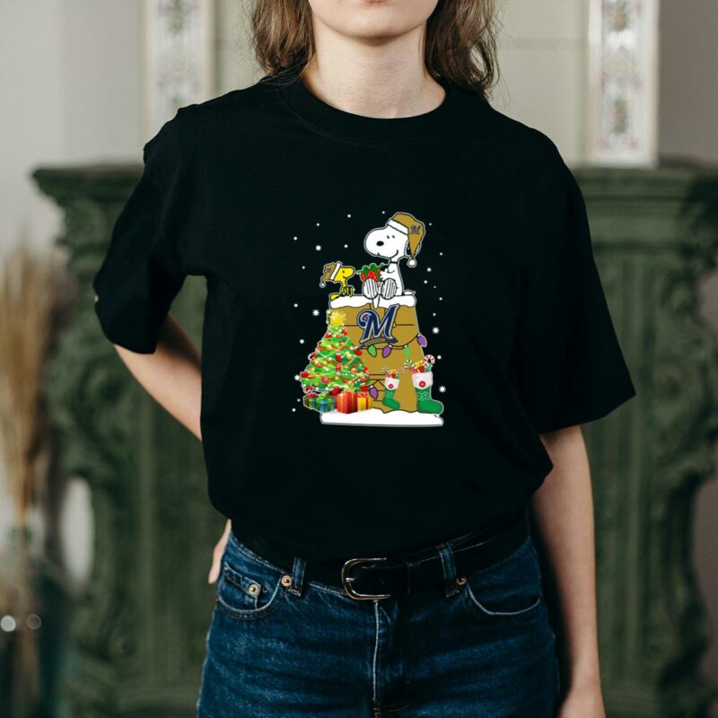 Milwaukee brewers snoopy woodstock christmas shirt t shirt 2 2.jpg