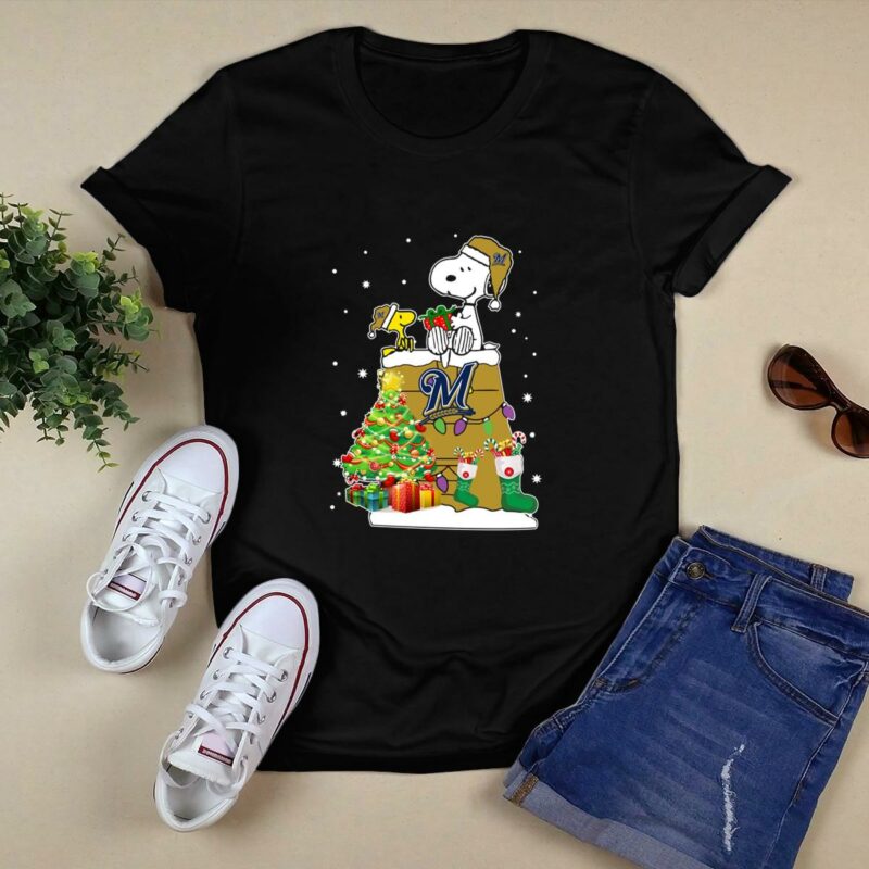 Milwaukee brewers snoopy woodstock christmas shirt t shirt 0.jpg