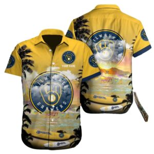 Milwaukee brewers surfing sunset beach tropical hawaiian shirt 1.jpg