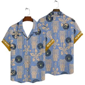 Milwaukee brewers tiki floral hawaiian shirt 1.jpg
