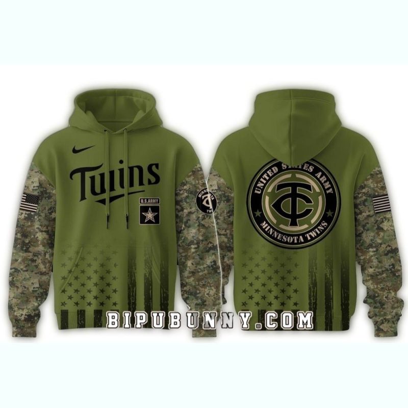 Minnesota Twins Army Military Appreciation Night AOP Hoodie 1
