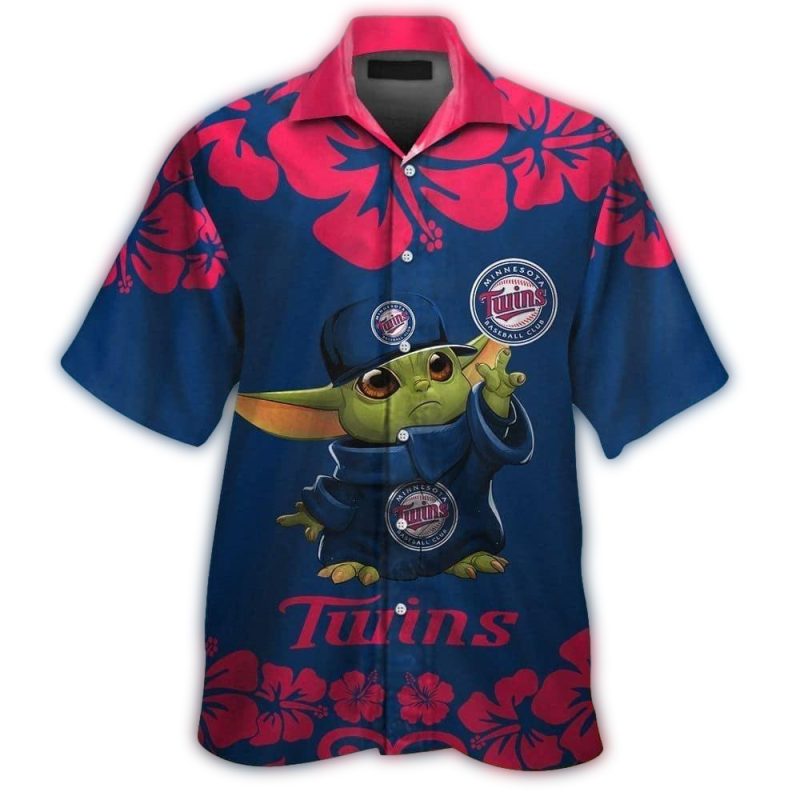 Minnesota Twins Baby Yoda Flower Hawaiian Shirt 1