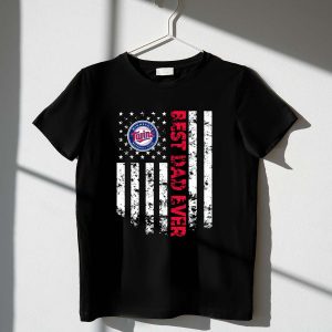 Minnesota Twins Best Dad Ever T-Shirt With American Flag Design
