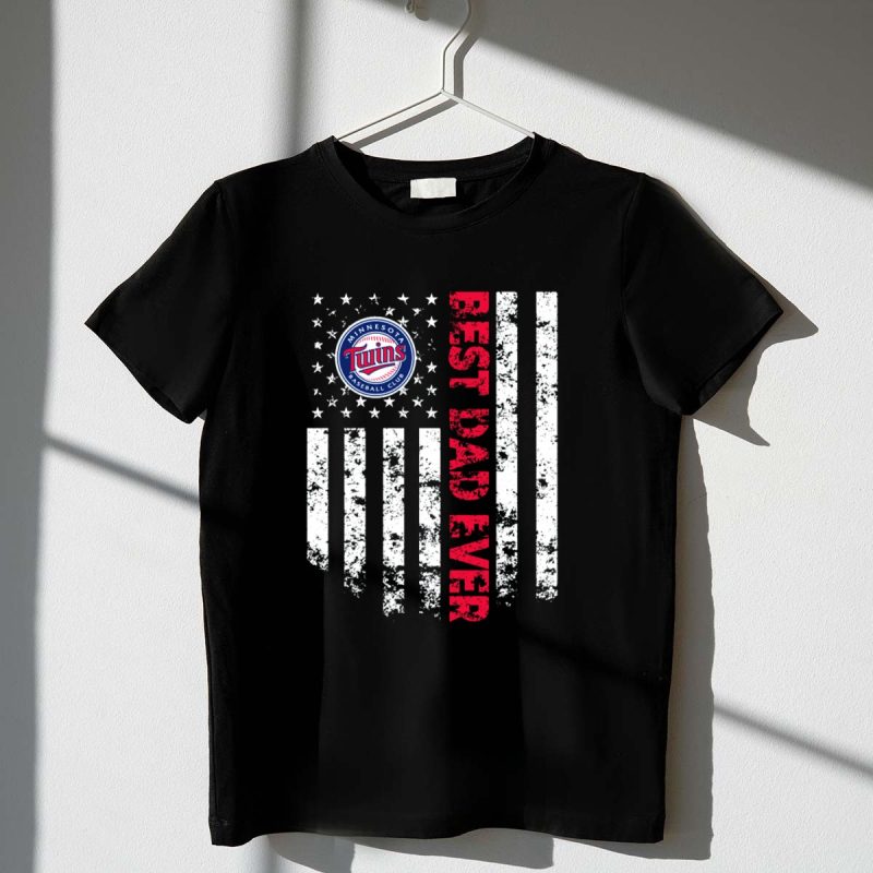 Minnesota Twins Baseball Club Best Dad Ever American Flag T Shirt t shirt 1 1