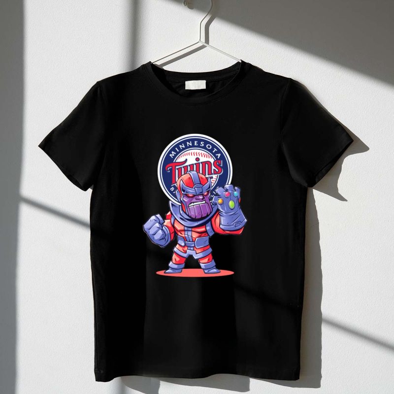 Minnesota Twins Baseball Fans Meet Thanos in Comic Style Crossover T Shirt t shirt 1 1