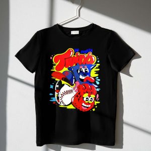 Minnesota Twins Cartoon Character Baseball Art T-Shirt By Evan Weselmann