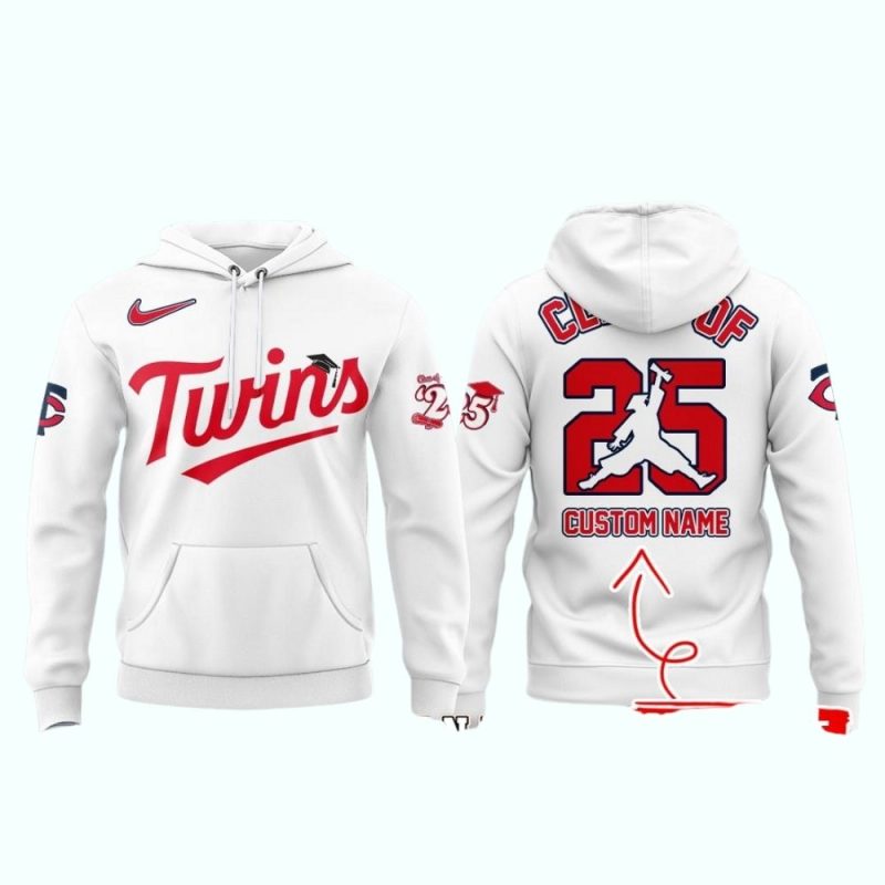 Minnesota Twins Class Of 2025 White AOP Hoodie 1
