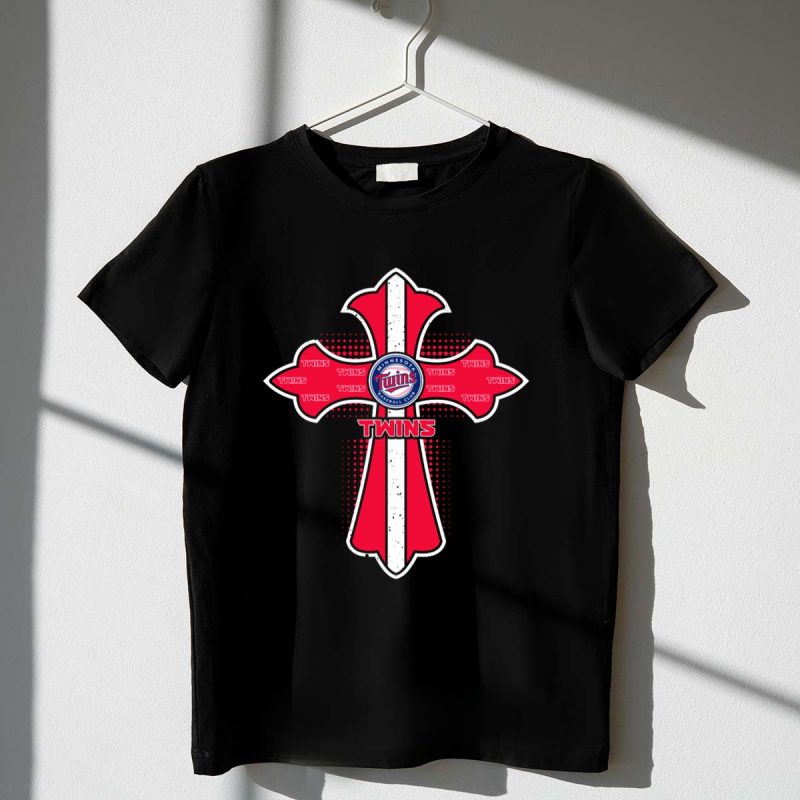 Minnesota Twins Cross with Logo and Team Name Emblem T Shirt t shirt 1 1