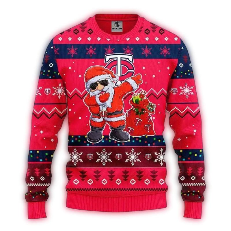 Minnesota Twins Dabbing Santa Claus Christmas Ugly Sweater 1
