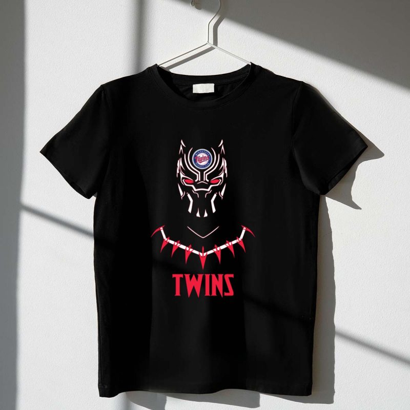 Minnesota Twins Fans Black Panther Logo Fusion T Shirt t shirt 1 1