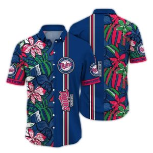 Minnesota Twins Floral Flowers Stripes Retro Vintage Hawaiian Shirt