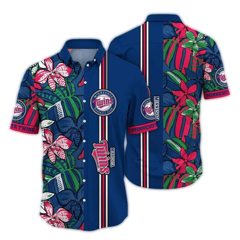 Minnesota Twins Floral Flowers Stripes Retro Vintage Hawaiian Shirt 1