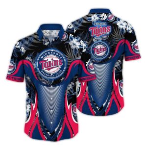 Minnesota Twins Floral Flowers Uniform Hawaiian Shirt