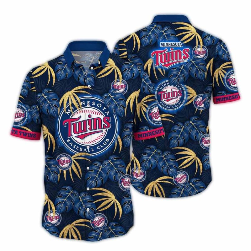 Minnesota Twins Floral Leafs Pattern Hawaiian Shirt 1