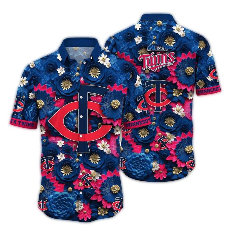 Minnesota Twins Flower Blossom Pattern Hawaiian Shirt 1